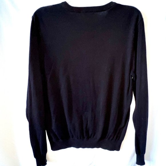Men's Van Heusen V Neck Sweater, Black and Gray, Abstract Design, Size Large EC - Picture 2 of 12